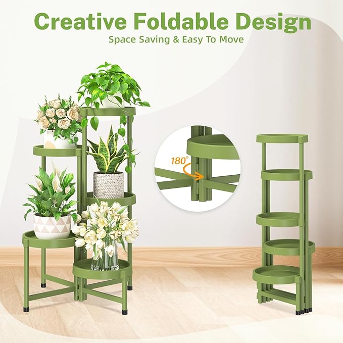 iDavosic.ly 5 Tier Folding Plant Stand Indoor Outdoor - Image 3