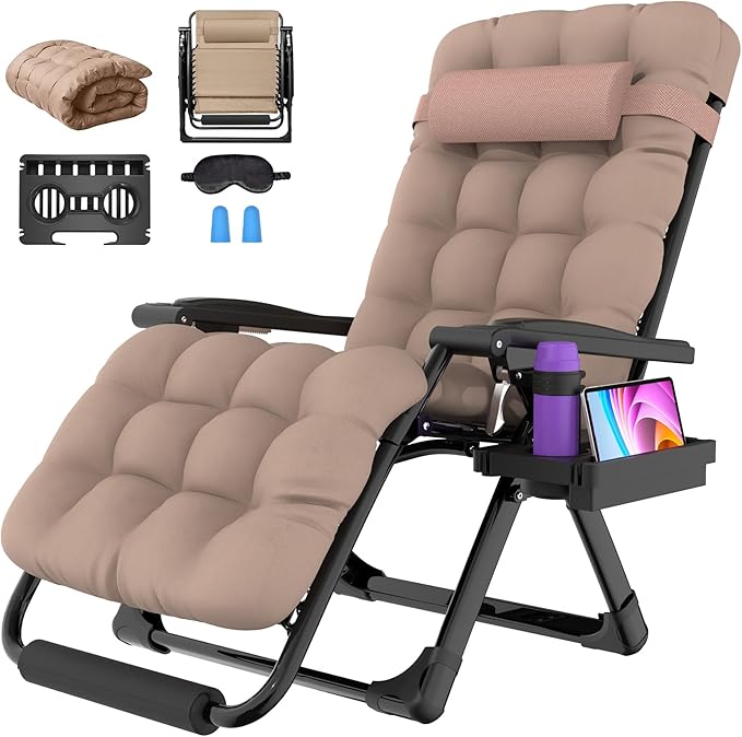 Suteck Oversized Zero Gravity Chair, 29In XL Outdoor Recliner Chair w/Removable by Suteck
