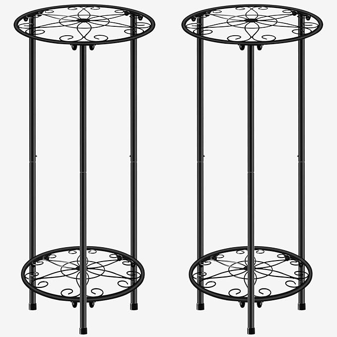 CASIMR Plant Stand Indoor Outdoor, Metal Rustproof Flower Shelf 2 Tier 23.9 inch by CASIMR