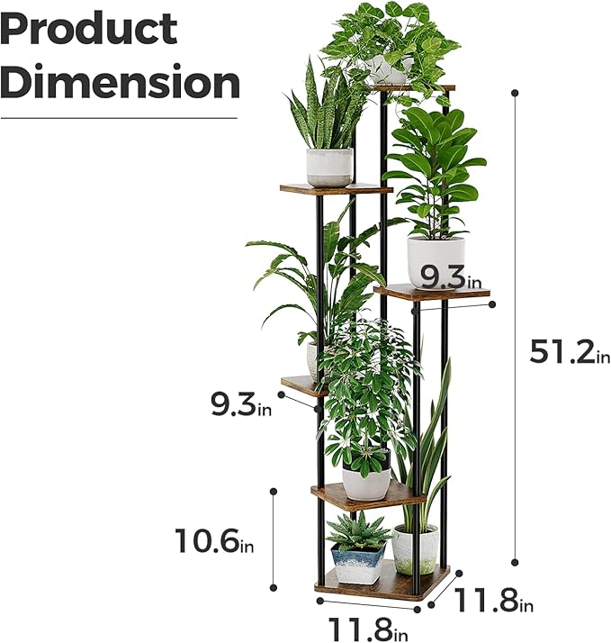 Bamworld Tall Plant Stand Indoor 6 Tier Plant Holder - Image 5