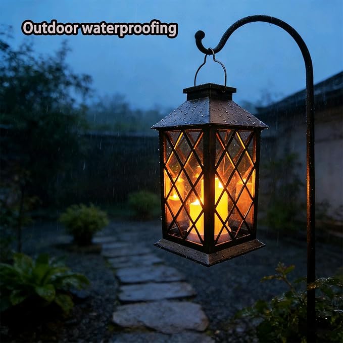 Solar Outdoor Lantern, Garden Hanging Waterproof Lanterns PVC Upgrade 3 LED - Image 4