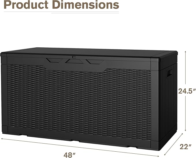 JUMMICO 100 Gallon Resin Deck Box, Waterproof Outdoor Storage Box - Image 4