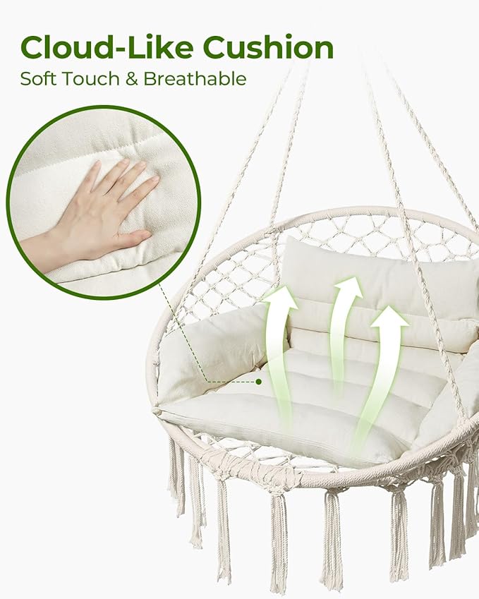 Greenstell Hammock Chair, Macrame Swing Chair - Image 3
