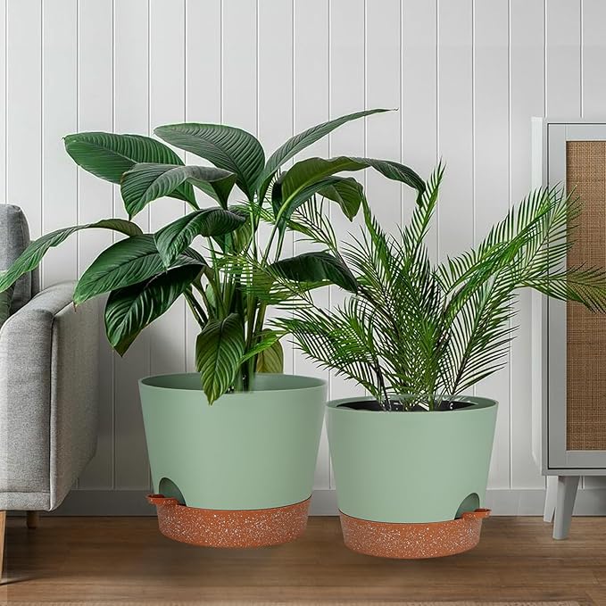 12inch Large Self Watering Plant Pot, Plastic Cylinder Planter - Image 3