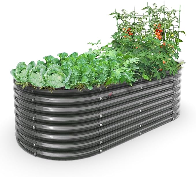 A ANLEOLIFE 6X3X2 ft Galvanized Raised Garden Beds Outdoor, Oval Large Metal by AAnleolife