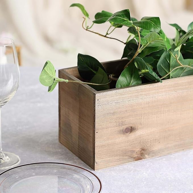 Efavormart 24"x6" Natural Rectangular Wood Planter Box Set - Image 9
