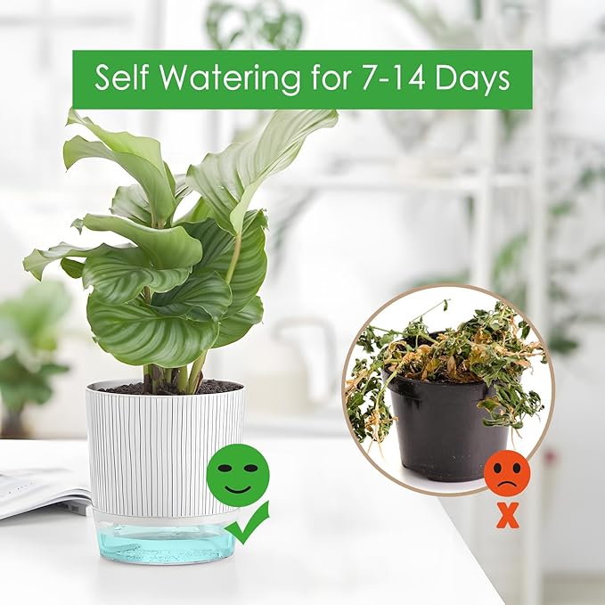 4 Pack Self Watering Pots Set, 4+5.5 Inch Self Watering Pots - Image 4
