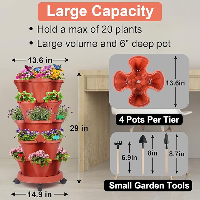 DUNCHATY Stackable Planter, Vertical Strawberry Planter - Image 3