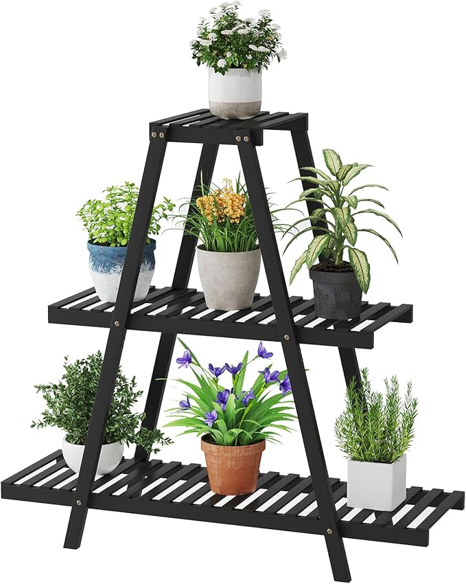Plant Stand For Indoor Outdoor Tiered Plant Shelf 3 Tier 8 Potted Bamboo Flower by LifeTakesaDifferentTurn