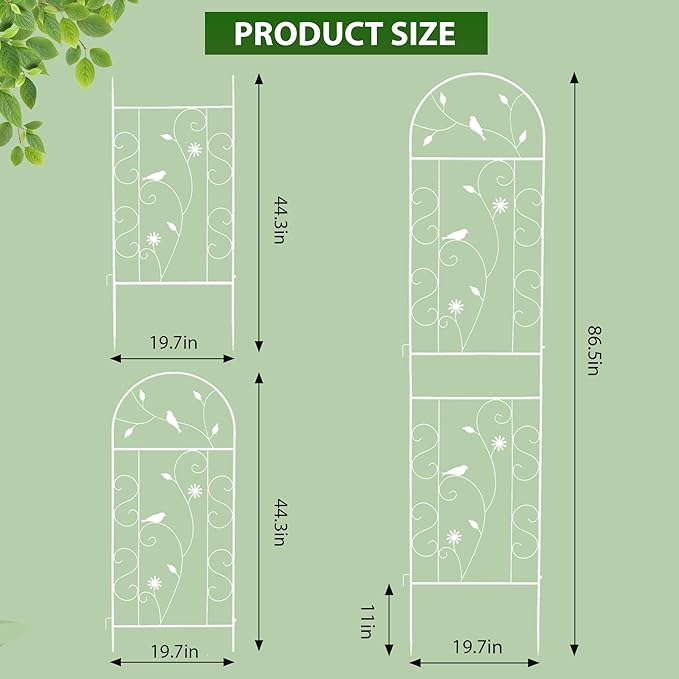Metal Garden Trellis for Climbing Plants, 86.5" x 19.7" Metal Plant Trellis - Image 2