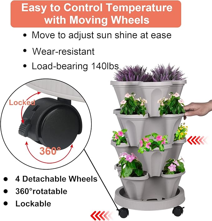 DUNCHATY Stackable Planter, Vertical Garden Planter - Image 5