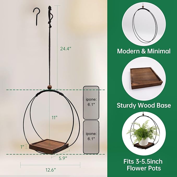 Hanging Planter for Indoor Plants, Modern Boho Macrame Plant Hanger for 3-5.5 - Image 4