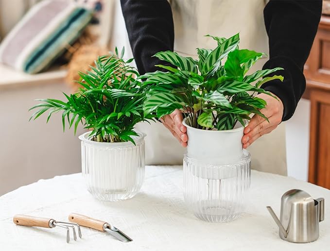 Josteve 5.2 Inch 2 Pcs Self Watering Hanging Planter Indoor Plant Pots Drainage - Image 3