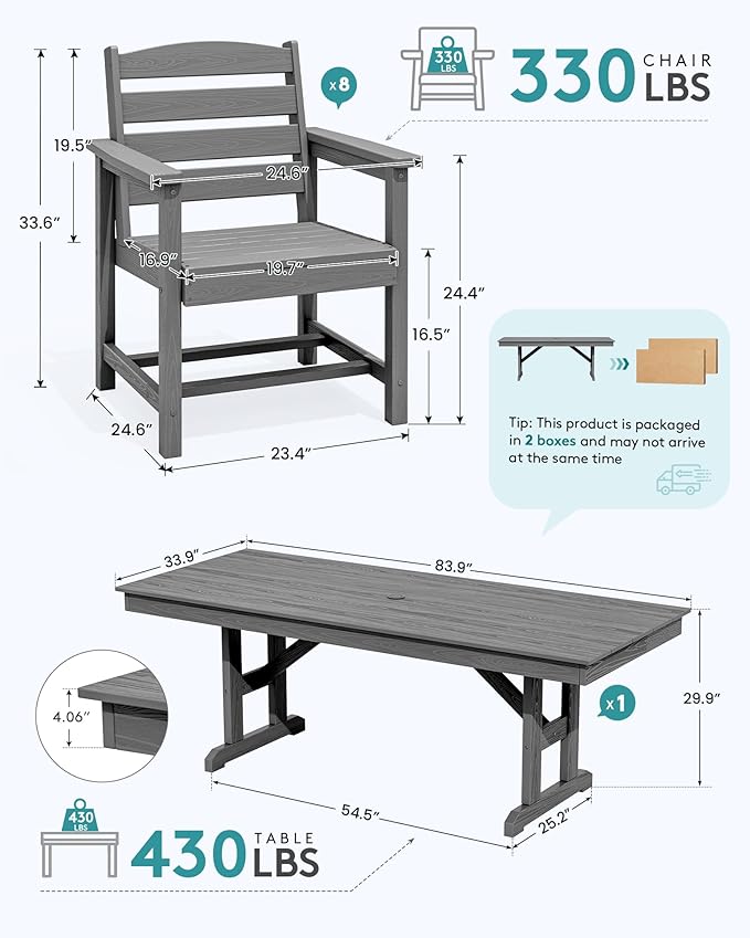 SERWALL 9 Piece Outdoor Dining Set - Image 2
