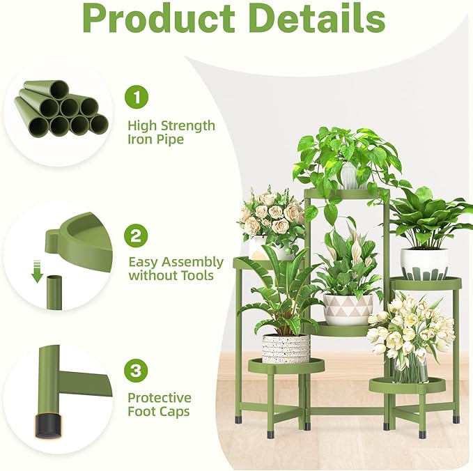 iDavosic.ly 6 Tier Folding Plant Stand Indoor Outdoor - Image 4