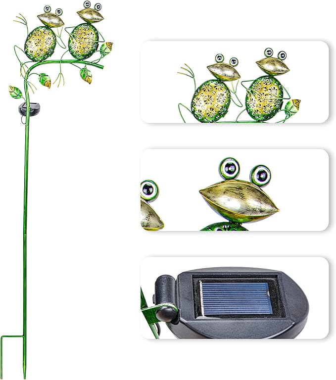Bshine Outdoor Solar Garden Decorative Frog Lights, Waterproof LED Metal Stake - Image 3