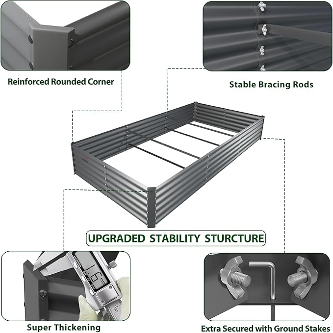 A ANLEOLIFE 8X4X1.5ft Galvanized Raised Garden Bed Kit, Rectangular Large Metal - Image 7