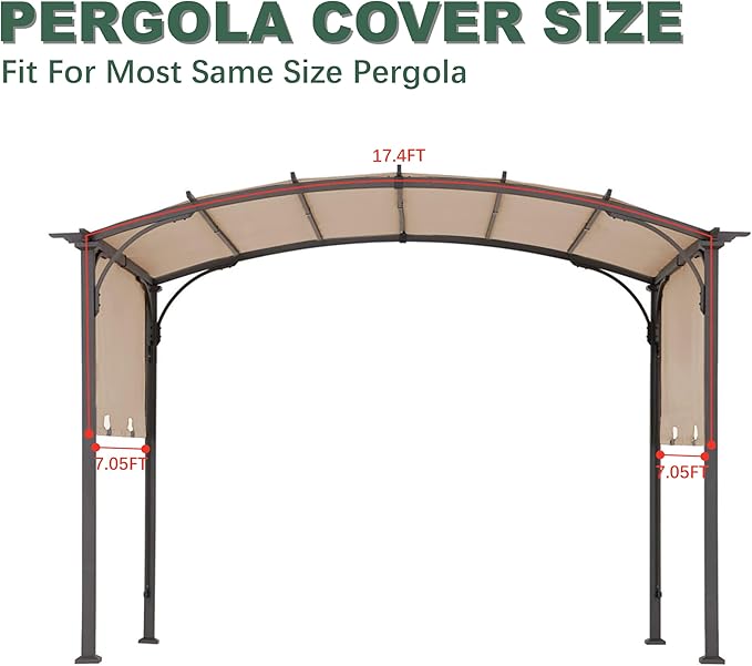 85''x 208'' Universal Doubleton Steel Pergola Replacement Cover - Image 3