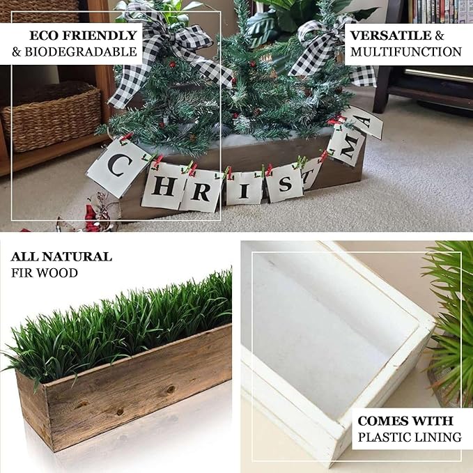 Efavormart 24"x6" Natural Rectangular Wood Planter Box Set - Image 4
