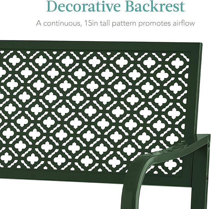 Best Choice Products Outdoor Bench 2-Person Metal Steel Benches Furniture - Image 5