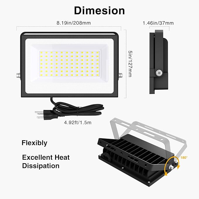 Onforu 80W Flood Lights Outdoor, 8000lm Bright LED Work Light - Image 6