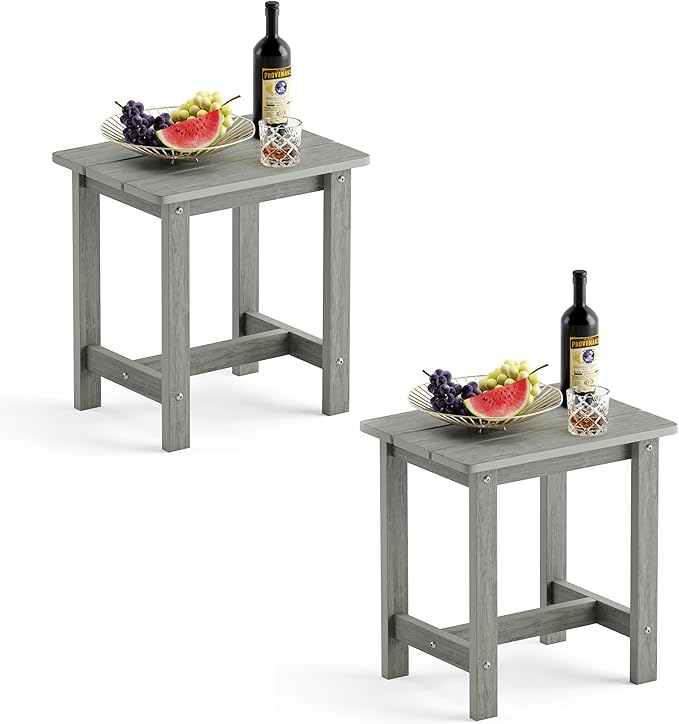 LUE BONA Outdoor Side Table Set of 2, HDPS Small Outdoor Table, Adirondack Side by LUEBONA