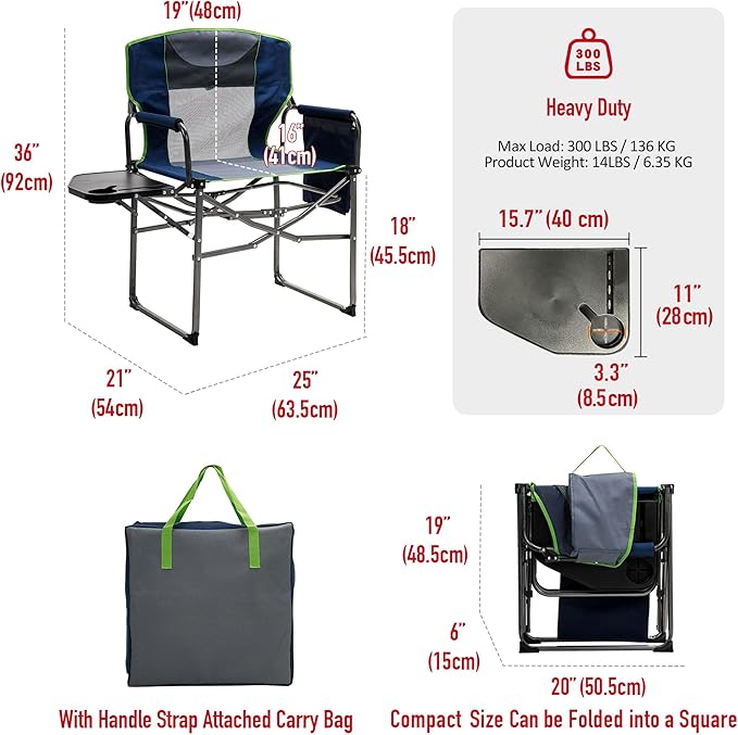 SUNNYFEEL Camping Directors Chair, Heavy Duty, Oversized Portable Folding Chair - Image 3