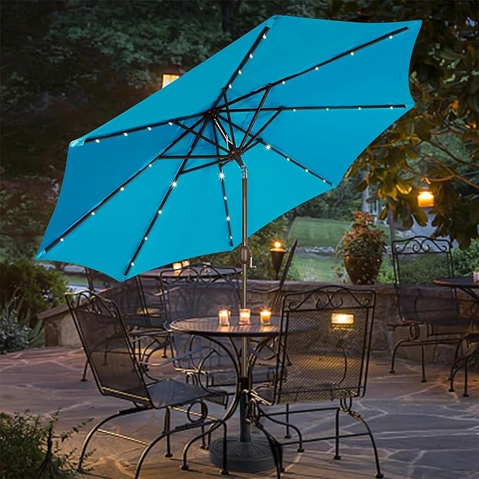 Blissun 9 ft Solar Umbrella, 32 LED Lighted Patio Umbrella, Table Market - Image 9
