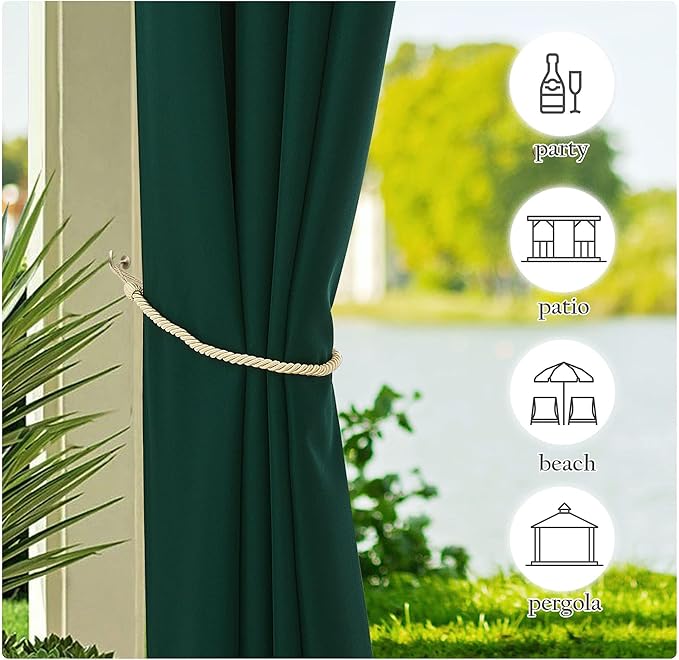 NICETOWN Canvas Patio Outdoor Curtains 95 inch Length 2 Pieces, Home Fashion - Image 4