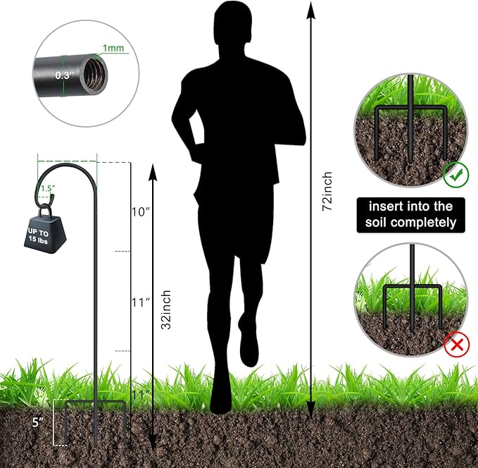 FEED GARDEN Adjustable 32 Inch Shepherd Hooks Rust Resistant Steel Shepard Hooks - Image 2