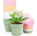 4 inch Small Plastic Nursery Pots, 16 Pack Plant Pots by Meowell