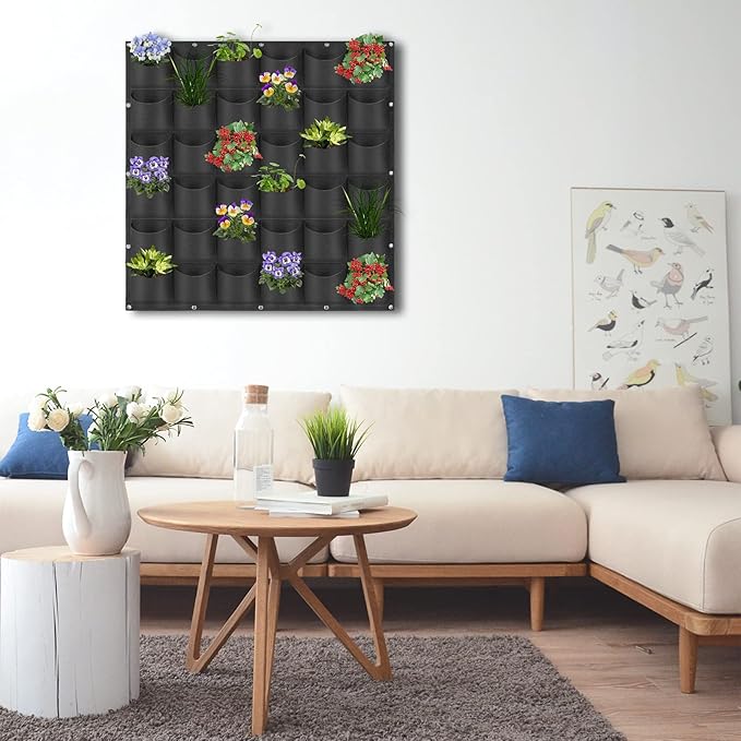 36 Pockets Hanging Planter Bags, Hanging Vertical Wall Mounted Plant Planting - Image 8