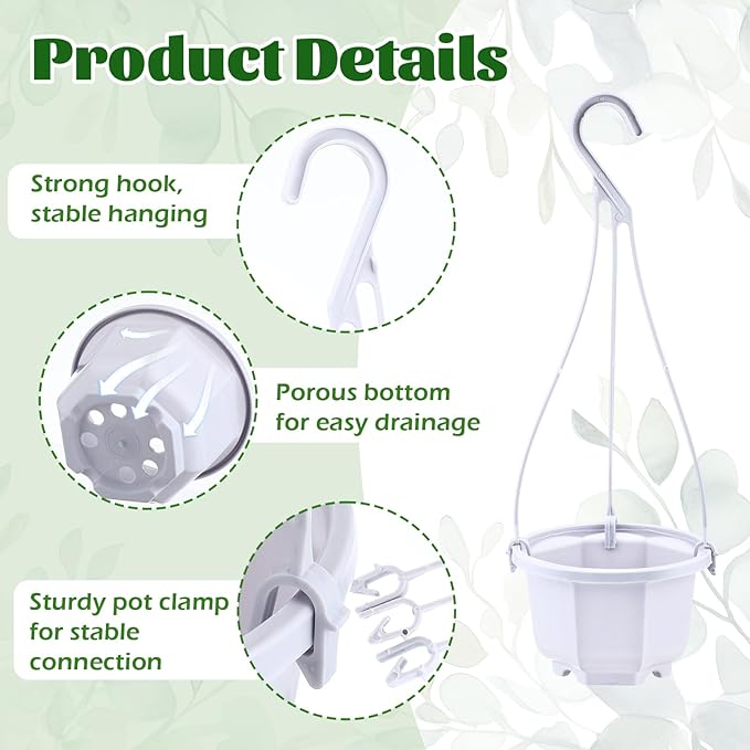 Roshtia 50 Pcs 3.7 inch Plastic Hanging Plant Pots - Image 3