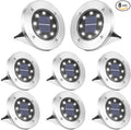 LYHOPE Solar Ground Lights Outdoor, 8 Pack 8 LED Solar Disk Lights Waterproof by LYHOPE