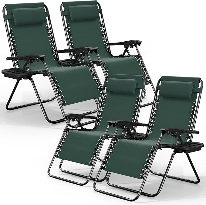 Nestl Zero Gravity Chairs Set of 4, Patio Lounge Chair Outdoor by Nestl