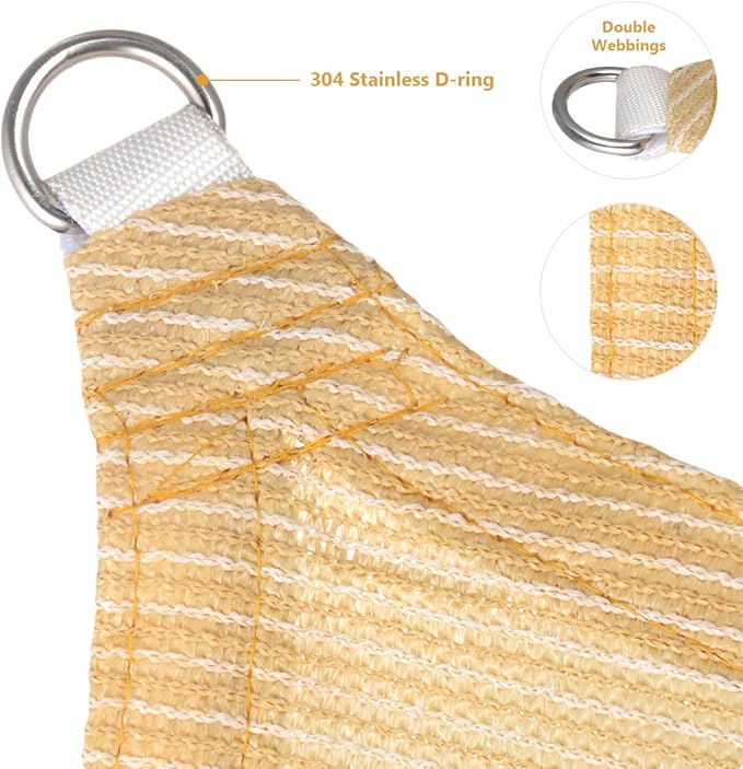 Eden's Decor Straight Flat-Edged Sun Shade Sail Rectangular 4' x 14' Beige - Image 2