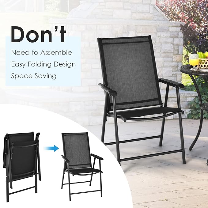 Giantex Set of 2 Patio Folding Chairs, Portable Outdoor Dining Chairs - Image 7