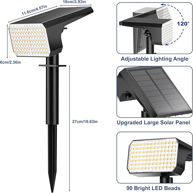 LANSOW Solar Spot Lights Outdoor Waterproof IP67, Solar Landscape Spotlights - Image 8