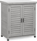 Outdoor Potting Bench with Storage Cabinet and Metal Top, Wood Workstation by Wood-Natrl