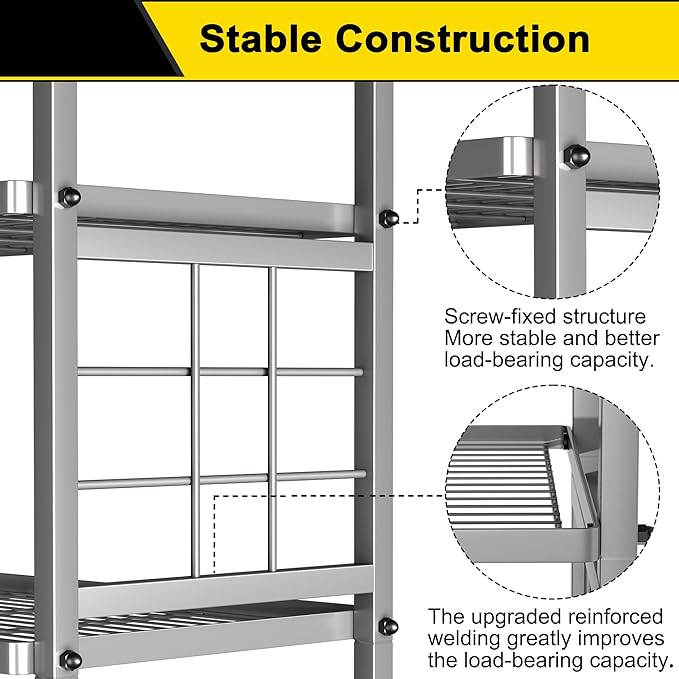 GIOTORENT 6-Wire Standing Storage Shelf, Metal Shelving Unit Pantry Rack - Image 7