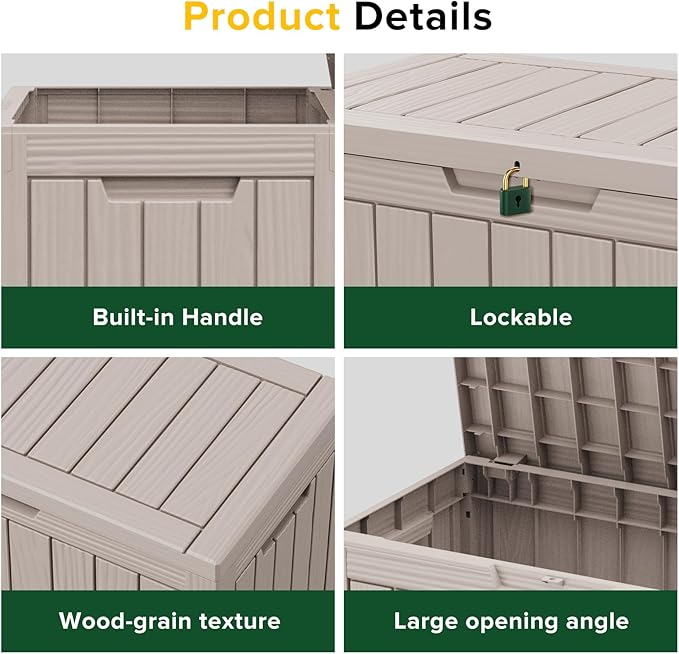 46 Gallon Outdoor Deck Box, Lockable Waterproof Outdoor Storage Boxes - Image 3