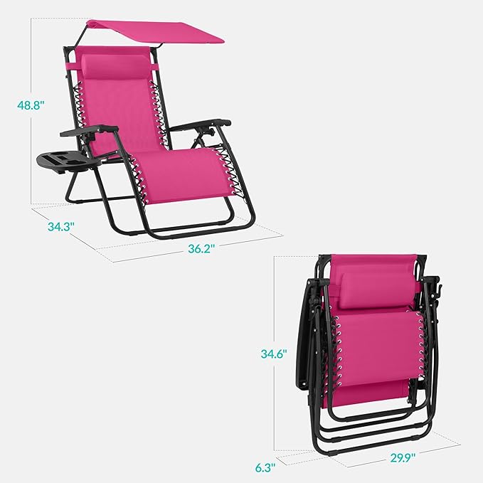 Best Choice Products 30” Wide Folding Zero Gravity Outdoor Recliner Patio - Image 2