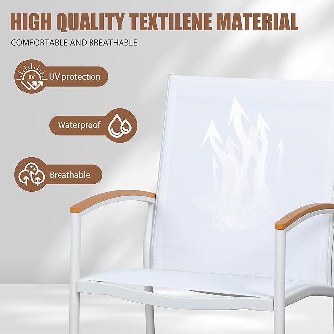 Shintenchi 3 Piece Outdoor Rocking Bistro Set, Textilene Fabric Small Patio - Image 3