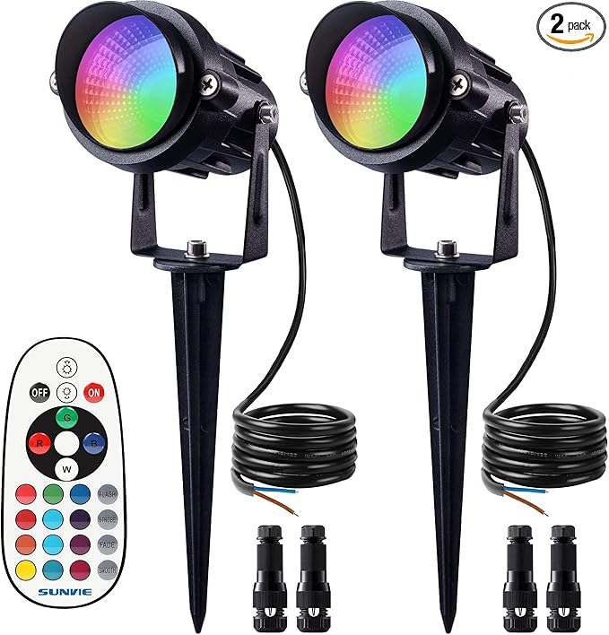 SUNVIE 12W RGB Low Voltage Color Changing Landscape Lights Remote Control by SUNVIE