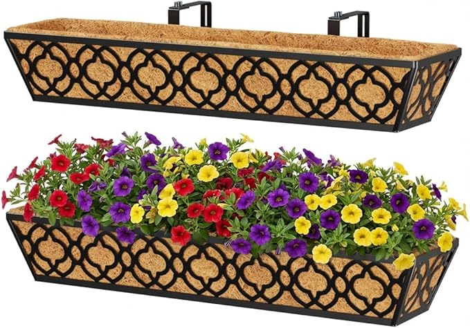 Y&M 30 inch Window Planter Box 2Pcs Iron Window Deck Railing Planter by YM