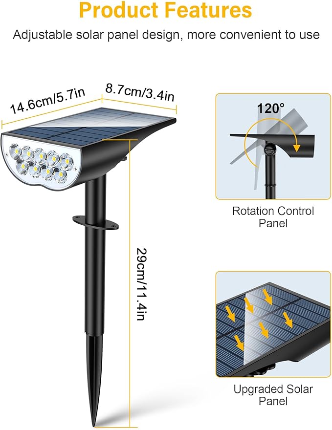 BAXIA TECHNOLOGY Solar Spot Lights Outdoor Waterproof, 3 Lighting Modes Solar - Image 6