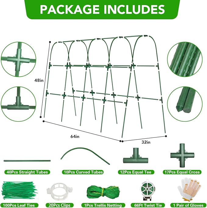 Cucumber Trellis for Raised Bed, U-Shape Garden Trellis for Climbing Plants - Image 5