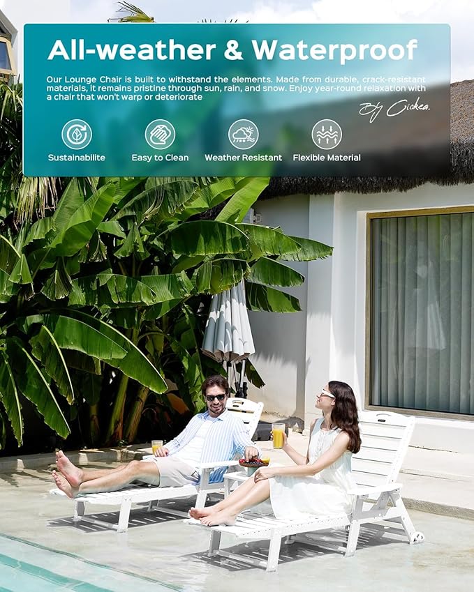 Outdoor Chaise Lounge Chair Set of 2, Patio Lounge Chairs - Image 8