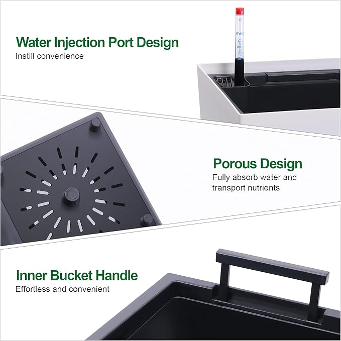Garvee 22.5" Tall Planters Set of 2, Outdoor＆Indoor Black Planter Pots - Image 6