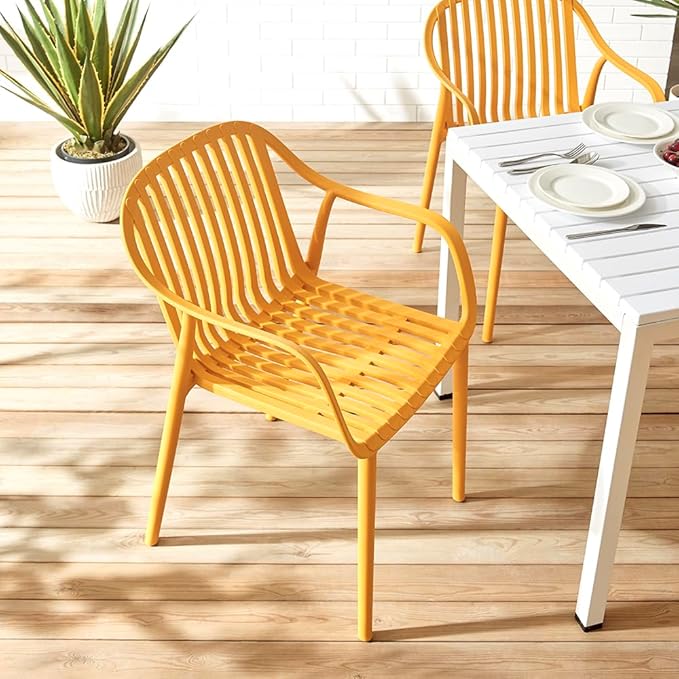 Modern Stackable Outdoor & Indoor Plastic Dining Chairs Set, Armchairs Set - Image 3